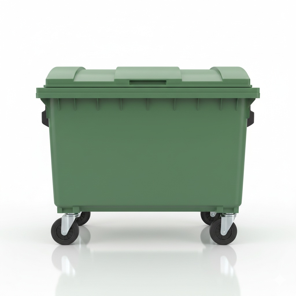 Large industrial waste container for municipal waste management